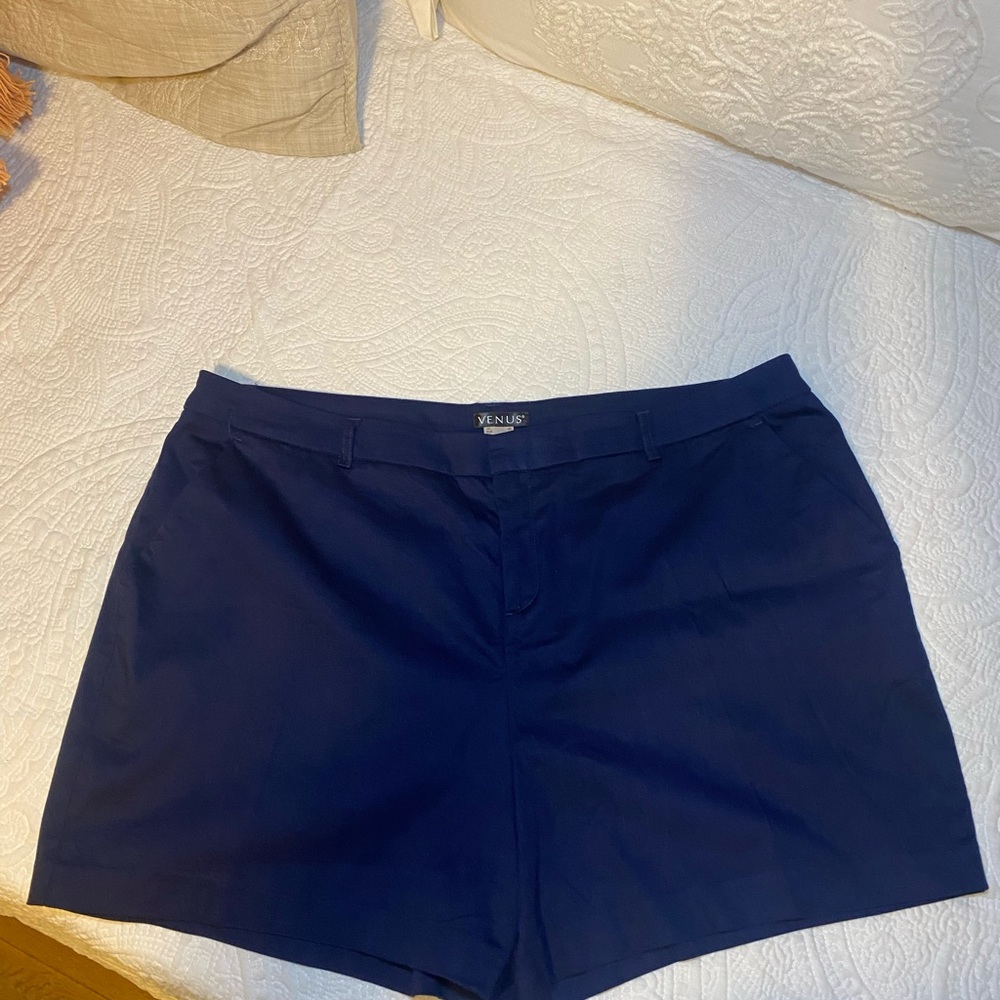 navy flat front shorts size 20